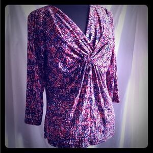 Liz Claiborne printed long sleeve blouse size Medium